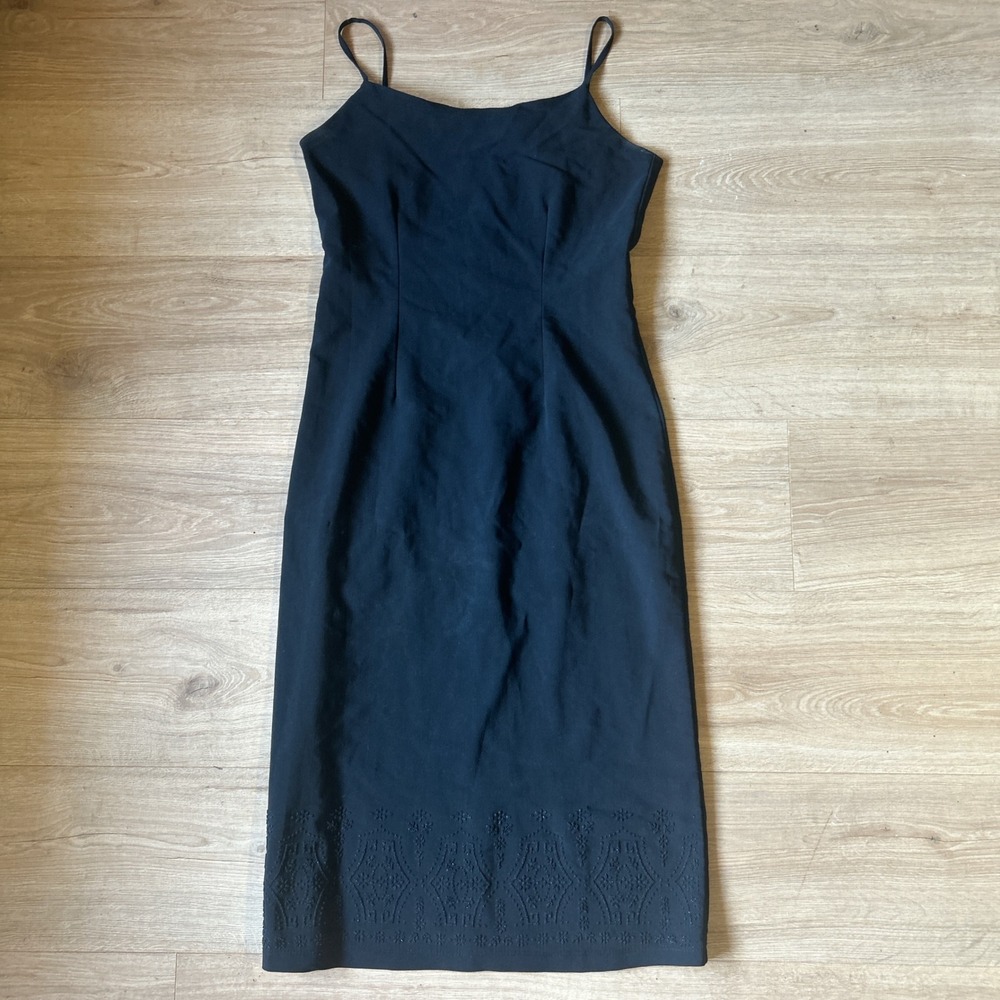 Vintage KL Signature‎ Black Beaded Embroidered Midi Dress